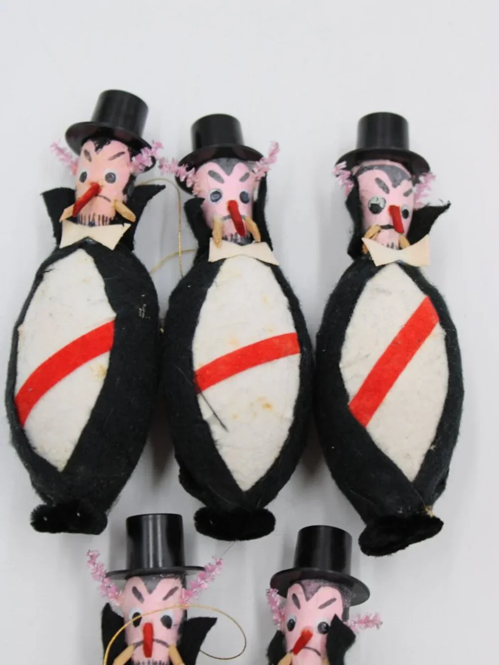 Vampire Dracula Felt Halloween Ornaments 50-60's Made in Japan 4